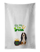 Black Tricolor Basset Hound St. Patrick's Day White Kitchen Towel Set of 2 Dish Towels