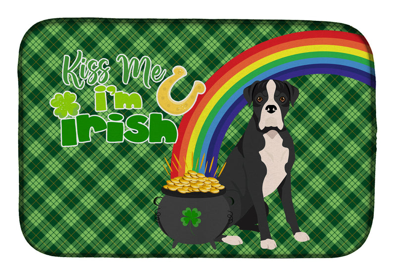 Natural Eared Black Boxer St. Patrick's Day Dish Drying Mat