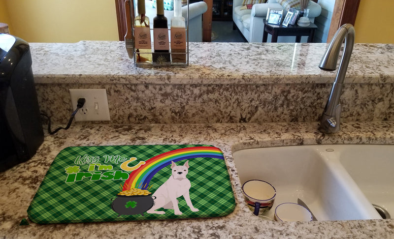 White Boxer St. Patrick's Day Dish Drying Mat – Absorbent, Artistic Kitchen Essentials