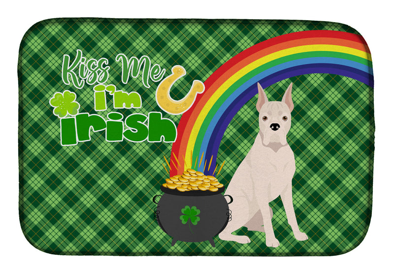 White Boxer St. Patrick's Day Dish Drying Mat – Absorbent, Artistic Kitchen Essentials