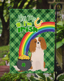 Blenheim Cavalier Spaniel St. Patrick's Garden Flag – "Kiss Me I’m Irish" with Pot of Gold & Rainbow