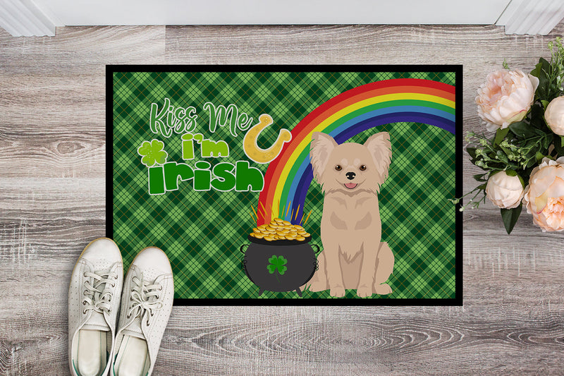 Longhaired Cream Chihuahua St. Patrick's Day Doormat - 24x36 Decorative Floor Mat – Indoor/Outdoor Rug with Artistic Flair