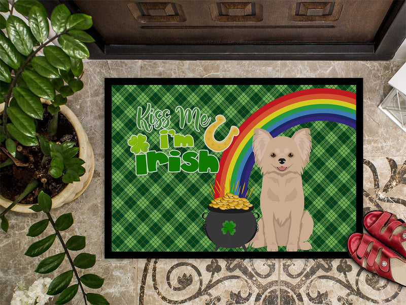 Longhaired Cream Chihuahua St. Patrick's Day Doormat - 24x36 Decorative Floor Mat – Indoor/Outdoor Rug with Artistic Flair
