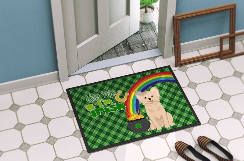 Longhaired Cream Chihuahua St. Patrick's Day Doormat - 24x36 Decorative Floor Mat – Indoor/Outdoor Rug with Artistic Flair