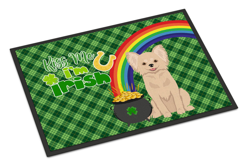 Longhaired Cream Chihuahua St. Patrick's Day Doormat - 24x36 Decorative Floor Mat – Indoor/Outdoor Rug with Artistic Flair