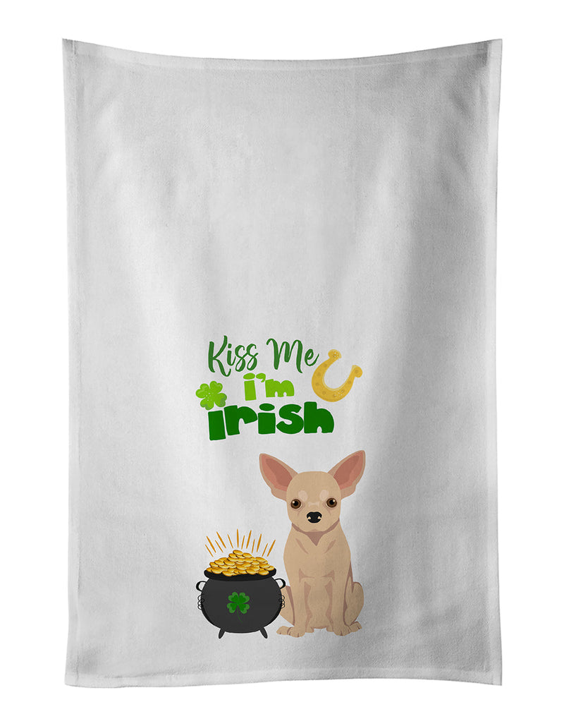 Fawn Chihuahua St. Patrick's Day White Kitchen Towel Set of 2 Dish Towels