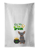 Blue and Tan Chihuahua St. Patrick's Day White Kitchen Towel Set of 2 Dish Towels