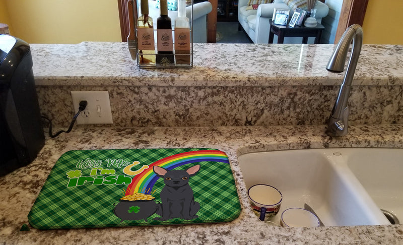 Black Chihuahua St. Patrick's Day Dish Drying Mat – Absorbent, Artistic Kitchen Essentials