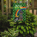 Blue and Tan Dachshund St. Patrick's Garden Flag – "Kiss Me I’m Irish" with Pot of Gold & Rainbow
