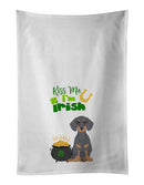 Blue and Tan Dachshund St. Patrick's Day White Kitchen Towel Set of 2 Dish Towels