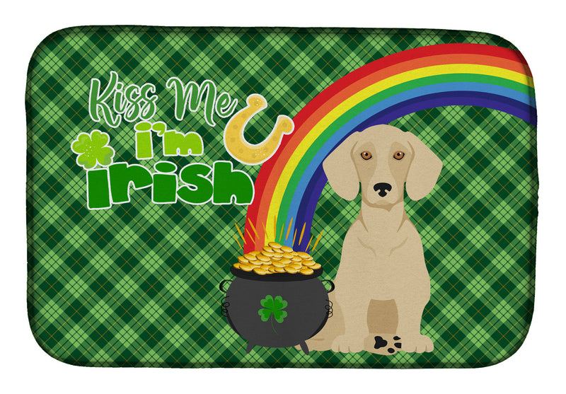 Cream Dachshund St. Patrick's Day Dish Drying Mat – Absorbent, Artistic Kitchen Essentials