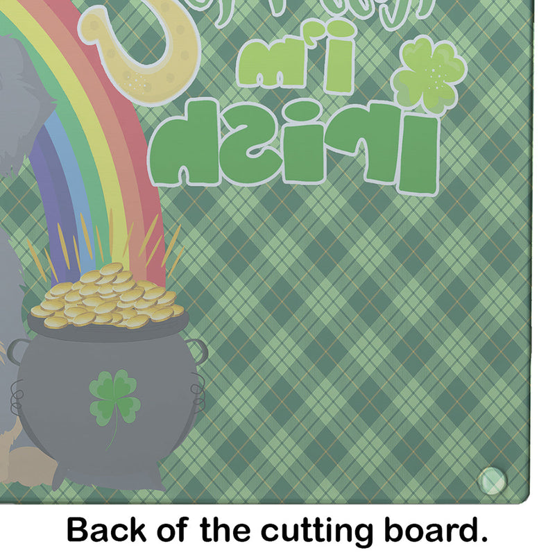 Wirehair Blue and Tan Dachshund St. Patrick's Day Glass Cutting Boards – Durable, Decorative Kitchen Art Large