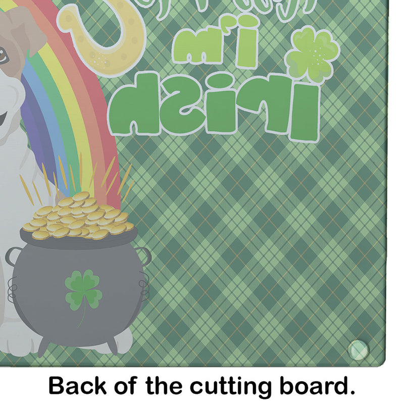 Piebald English Bulldog St. Patrick's Day Glass Cutting Boards – Durable, Decorative Kitchen Art Large