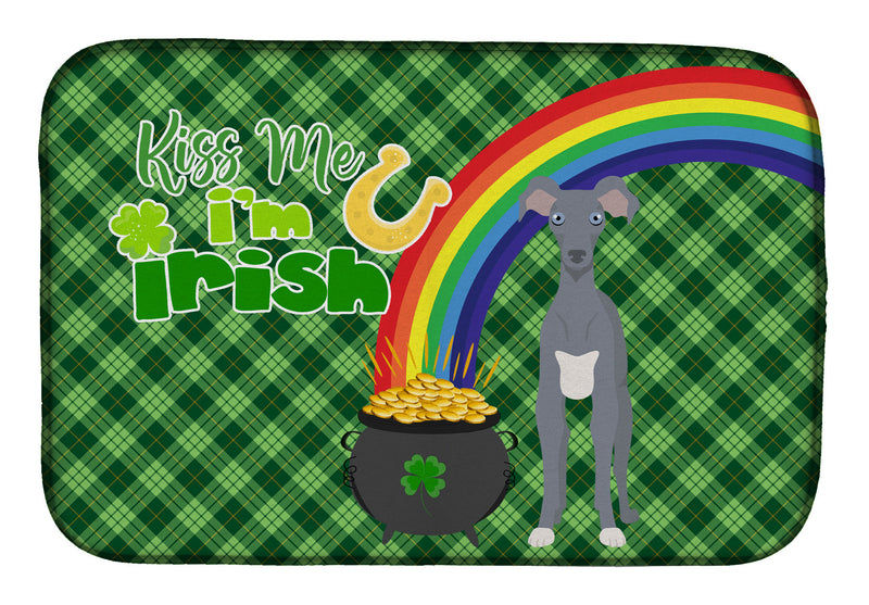 Gray Italian Greyhound St. Patrick's Day Dish Drying Mat – Absorbent, Artistic Kitchen Essentials