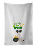 Black White Wirehair Jack Russell Terrier St. Patrick's Day White Kitchen Towel Set of 2 Dish Towels