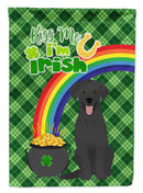 Black Labrador Retriever St. Patrick's Garden Flag – "Kiss Me I’m Irish" with Pot of Gold & Rainbow