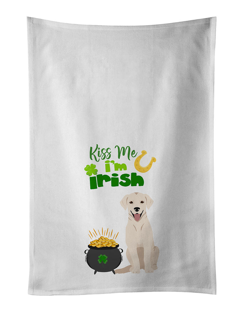 White Cream Labrador Retriever St. Patrick's Day White Kitchen Towel Set of 2 Dish Towels