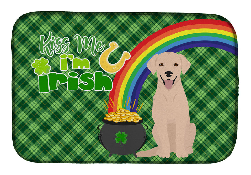 Yellow Labrador Retriever St. Patrick's Day Dish Drying Mat