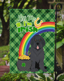 Black Newfoundland St. Patrick's Garden Flag – "Kiss Me I’m Irish" with Pot of Gold & Rainbow