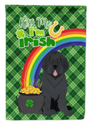Black Newfoundland St. Patrick's Garden Flag – "Kiss Me I’m Irish" with Pot of Gold & Rainbow