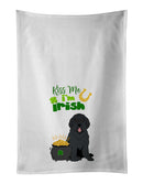 Black Newfoundland St. Patrick's Day White Kitchen Towel Set of 2 Dish Towels