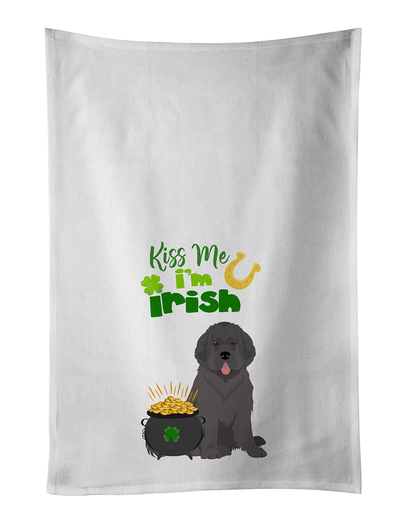 Grey Newfoundland St. Patrick's Day White Kitchen Towel Set of 2 Dish Towels