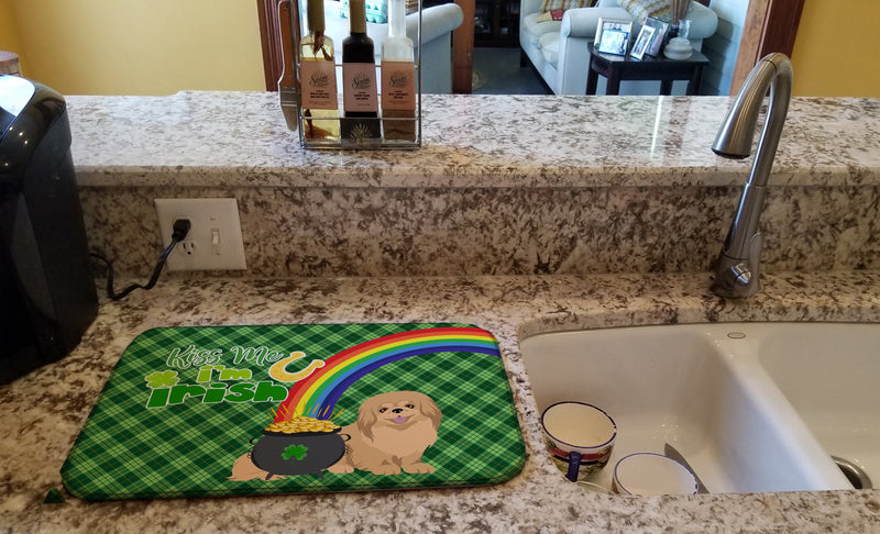 Gold Pekingese St. Patrick's Day Dish Drying Mat – Absorbent, Artistic Kitchen Essentials
