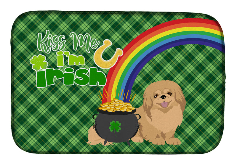 Gold Pekingese St. Patrick's Day Dish Drying Mat – Absorbent, Artistic Kitchen Essentials