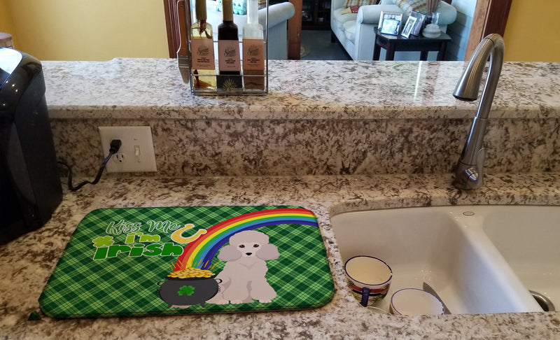 Toy Cream Poodle St. Patrick's Day Dish Drying Mat – Absorbent, Artistic Kitchen Essentials