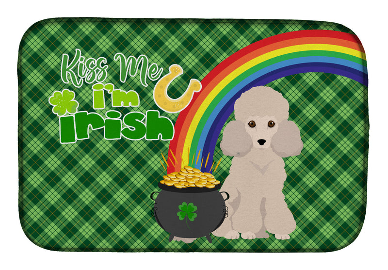 Toy Cream Poodle St. Patrick's Day Dish Drying Mat – Absorbent, Artistic Kitchen Essentials