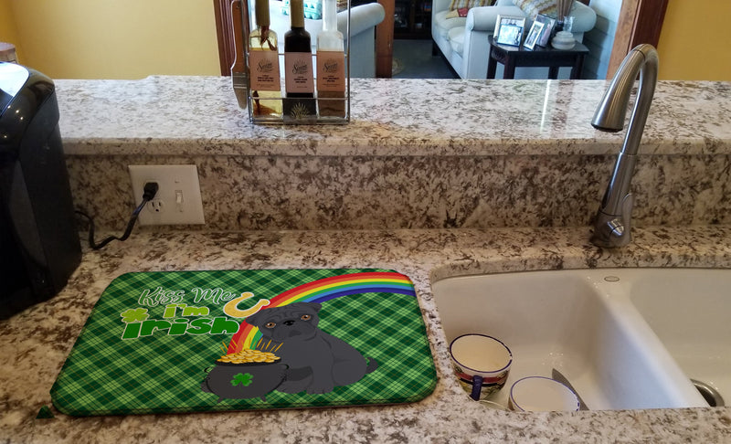 Black Pug St. Patrick's Day Dish Drying Mat – Absorbent, Artistic Kitchen Essentials