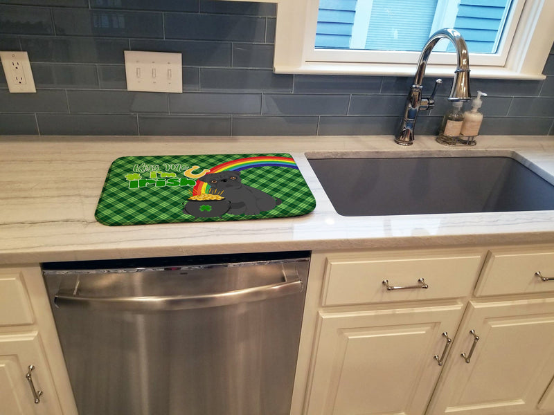 Black Pug St. Patrick's Day Dish Drying Mat – Absorbent, Artistic Kitchen Essentials