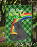 Black Pug St. Patrick's Garden Flag – "Kiss Me I’m Irish" with Pot of Gold & Rainbow