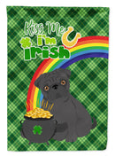 Black Pug St. Patrick's Garden Flag – "Kiss Me I’m Irish" with Pot of Gold & Rainbow