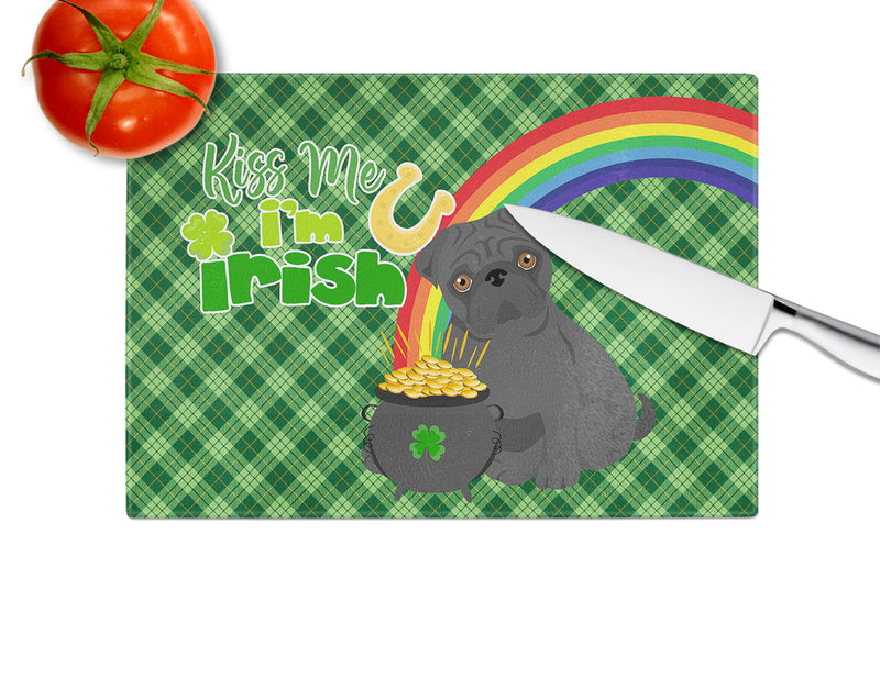 Black Pug St. Patrick's Day Glass Cutting Boards – Durable, Decorative Kitchen Art Large
