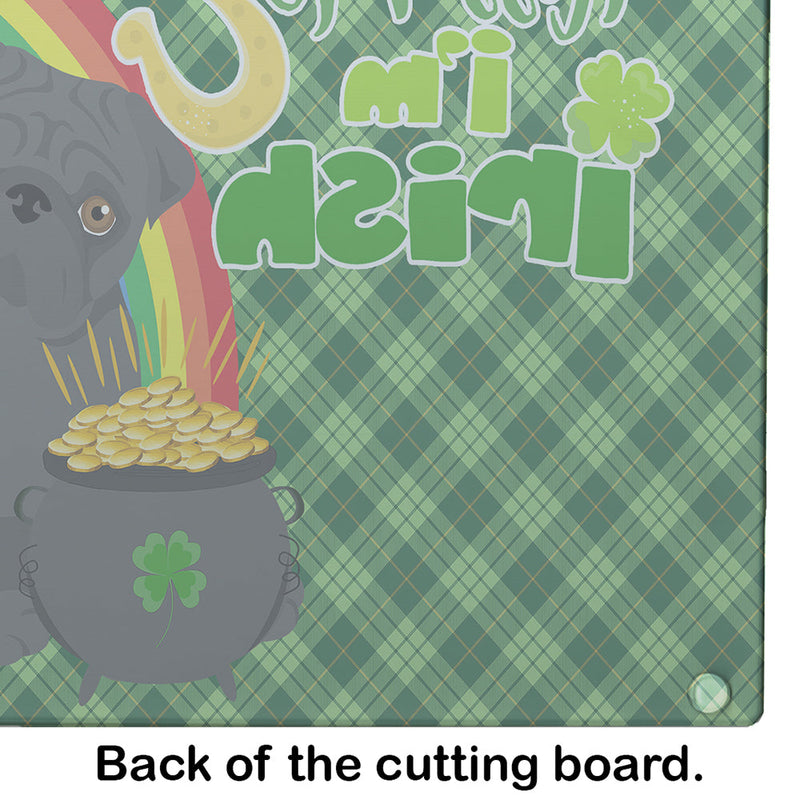 Black Pug St. Patrick's Day Glass Cutting Boards – Durable, Decorative Kitchen Art Large