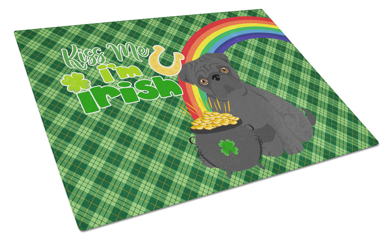 Black Pug St. Patrick's Day Glass Cutting Boards – Durable, Decorative Kitchen Art Large