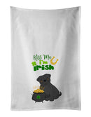 Black Pug St. Patrick's Day White Kitchen Towel Set of 2 Dish Towels