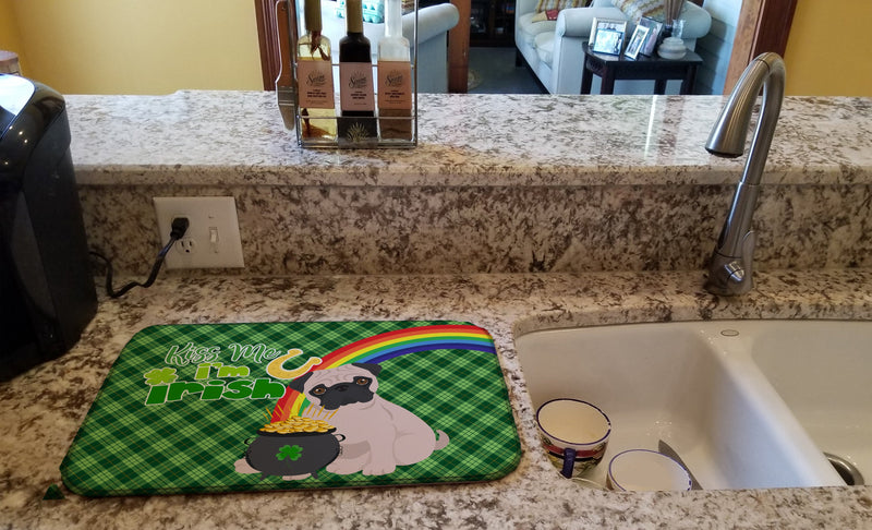 Fawn Pug St. Patrick's Day Dish Drying Mat – Absorbent, Artistic Kitchen Essentials