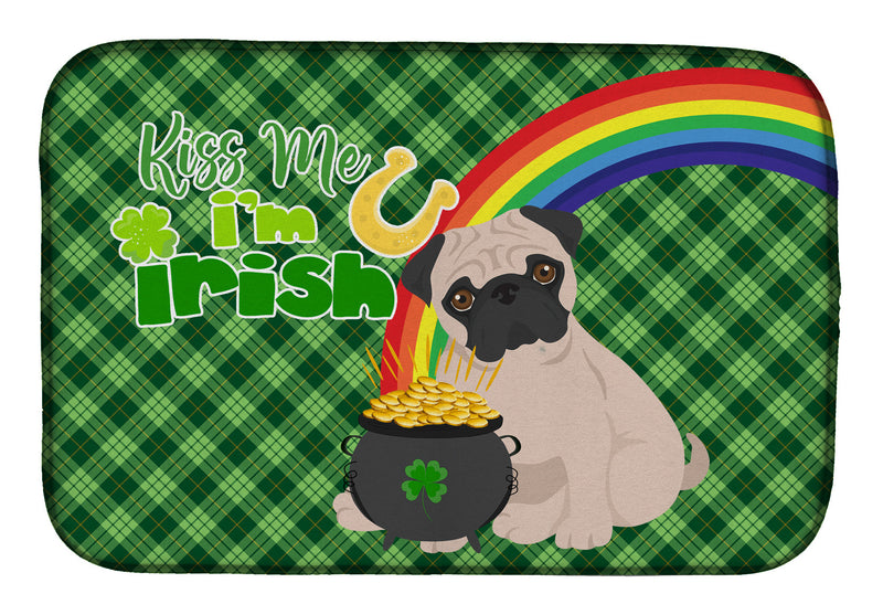 Fawn Pug St. Patrick's Day Dish Drying Mat – Absorbent, Artistic Kitchen Essentials