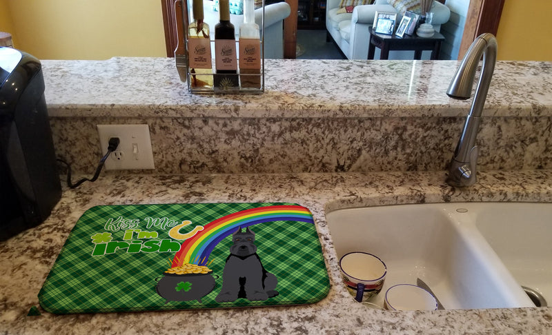 Black Schnauzer St. Patrick's Day Dish Drying Mat – Absorbent, Artistic Kitchen Essentials
