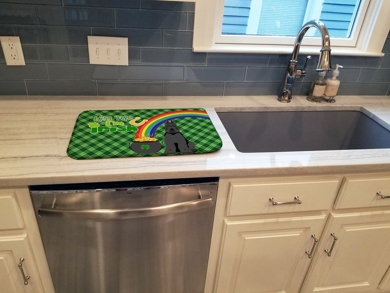 Black Schnauzer St. Patrick's Day Dish Drying Mat – Absorbent, Artistic Kitchen Essentials