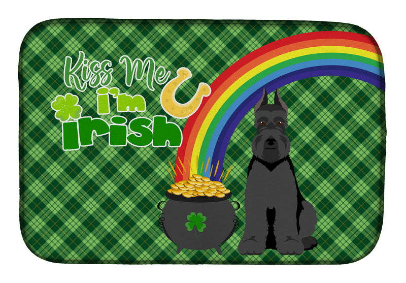 Black Schnauzer St. Patrick's Day Dish Drying Mat – Absorbent, Artistic Kitchen Essentials