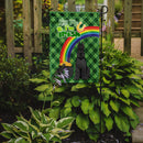 Black Schnauzer St. Patrick's Garden Flag – "Kiss Me I’m Irish" with Pot of Gold & Rainbow