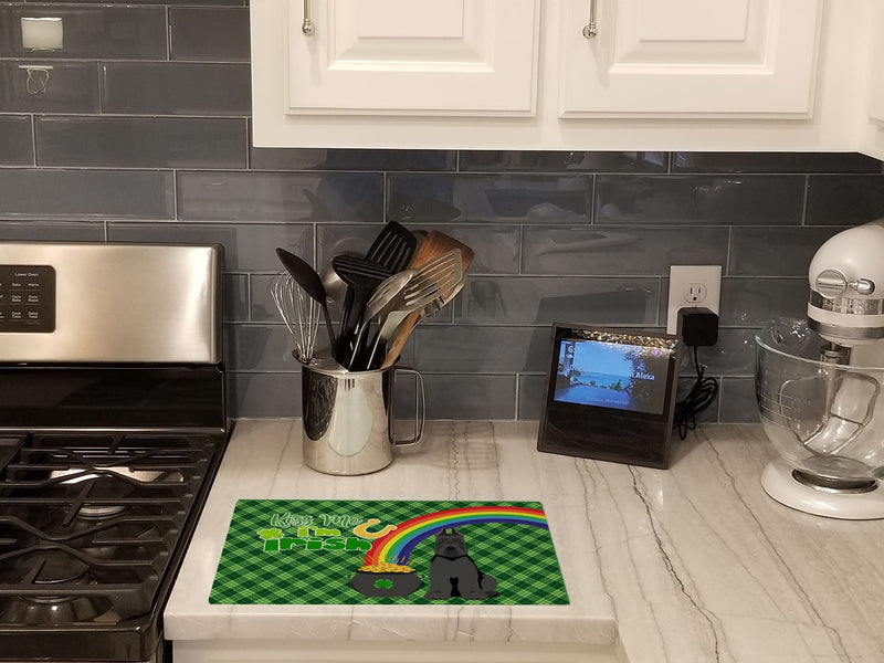 Black Schnauzer St. Patrick's Day Glass Cutting Boards – Durable, Decorative Kitchen Art Large