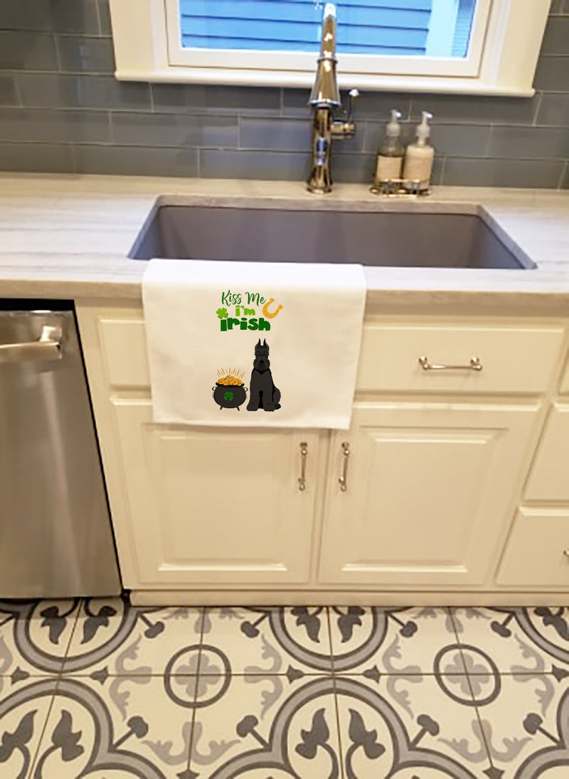 Black Schnauzer St. Patrick's Day White Kitchen Towel Set of 2 Dish Towels