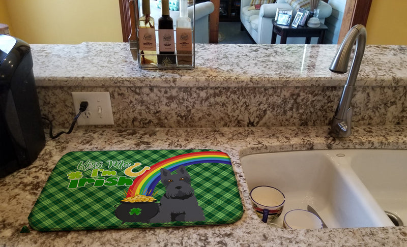 Black Scottish Terrier St. Patrick's Day Dish Drying Mat – Absorbent, Artistic Kitchen Essentials