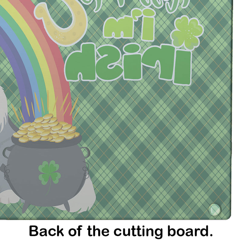 Blue Merle Sheltie St. Patrick's Day Glass Cutting Boards – Durable, Decorative Kitchen Art Large