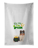 Blue Merle Sheltie St. Patrick's Day White Kitchen Towel Set of 2 Dish Towels
