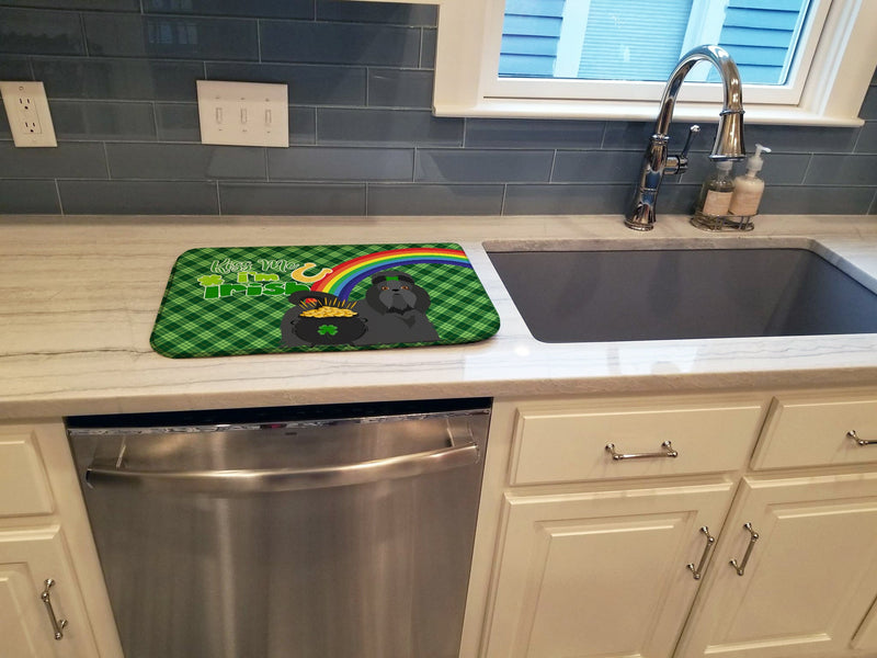 Black Shih Tzu St. Patrick's Day Dish Drying Mat – Absorbent, Artistic Kitchen Essentials